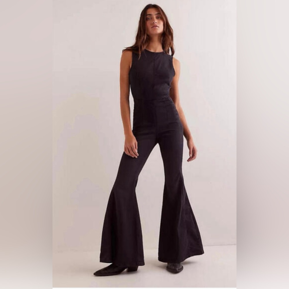 Free People Cayenne Black Denim Jumpsuit